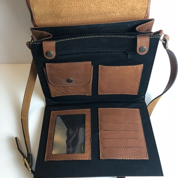 Moda D’Luciano Brown Leather Handbag Purse 10.5X9” - Picture 6 of 7